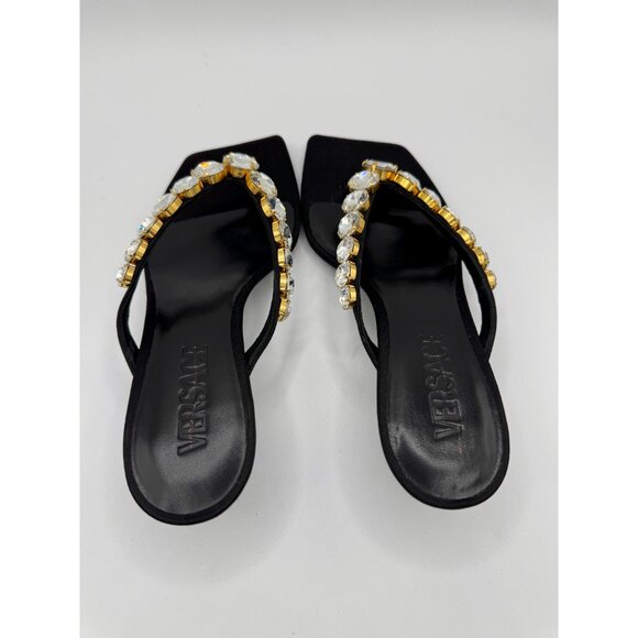 Versace 55mm crystal-embellished thong mules sandals - Picture 10 of 15